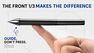 ORBIT shifts its center of gravity toward the front 1/3, creating natural tip drop and a writing experience that feels more stable, controlled, and effortless. ORBIT shifts its center of gravity toward the front 1/3, creating natural tip drop and a writing experience that feels more stable, controlled, and effortless.