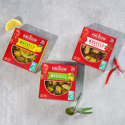 King Oscar Premium Smoked Mussels full product line