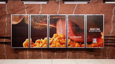 An OOH execution shows a playful tactic to make delicious fried chicken unsharable in KFC's latest campaign
