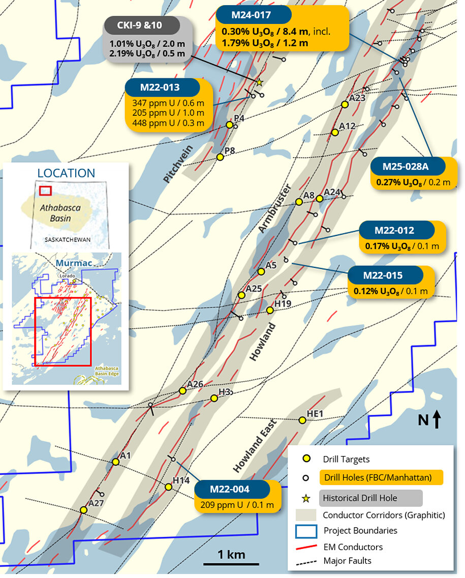 Figure 1: Priority Murmac drill targets selected for testing during the current program.
