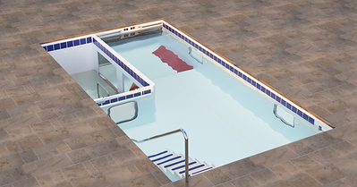Rendering of the SwimEx DepthSelect Series, featuring adjustable depth within the underwater treadmill zone for staged therapy, training, and return-to-play progression.