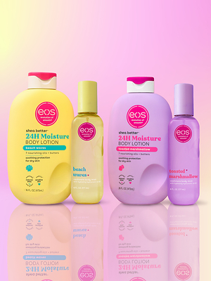 eos Beach Waves and Toasted Marshmallow 24H Moisture Body Lotion and Cashmere Body Mist