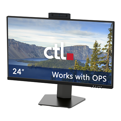 The CTL MTIP24OPS: A platform-agnostic Full HD display featuring an integrated OPS slot for a secure, cable-free AIO desktop system. The CTL MTIP24OPS: A platform-agnostic Full HD display featuring an integrated OPS slot for a secure, cable-free AIO desktop system.