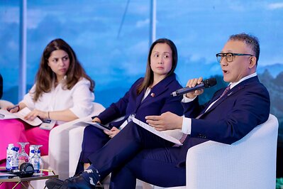 Wu Kai, Vice President of Goldwind, speaks during a panel discussion at the GWEC APAC Wind Energy Summit