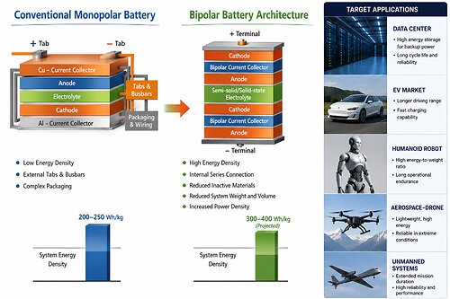 Conventional Monopolar Battery vs Bipolar Battery Architecture This image opens in the lightbox