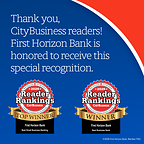 First Horizon Bank Recognized in CityBusiness Reader Rankings