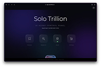 Solo Trillion home screen showing Persona, Research, Rosie, and Writing modules in one AI Agent Control Panel.