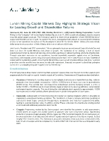 Lundin Mining Capital Markets Day Highlights Strategic Vision for Leading Growth and Shareholder Returns