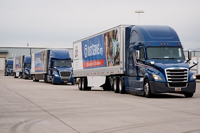 The Church of Jesus Christ of Latter-day Saints sends the first of 250 semi trucks, specifically designated to the America250 celebration, delivering food donations to 250 food banks across all 50 states. These trucks are at the Bishops' Central Storehouse in Salt Lake City on Thursday, November 13, 2025.