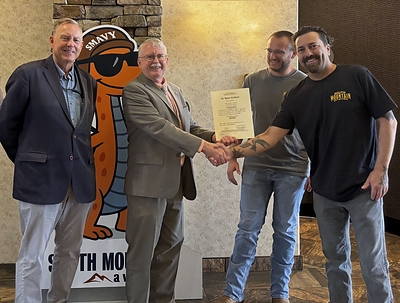 Photo from FAA presentation on June 1st, 2026: L-R: Tom Riford, Vice President of Rider Jet Center; Greg Travis, Manager, FAA Baltimore FSDO; Jayce Keefer, South Mountain Aviation; Ian Terry, South Mountain Aviation