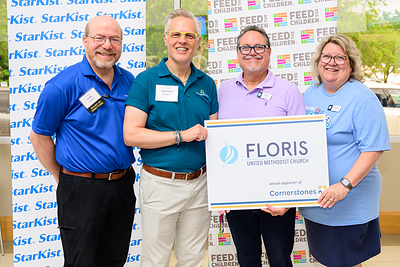 Left to right: Andy Lacher, Cornerstones Board Chair; Shannon Steene, Cornerstones CEO; Bill Gray, Floris United Methodist Church Director of Spiritual Formation; Debbie Cali, Floris United Methodist Church Director of Serve and Connections Ministries 
