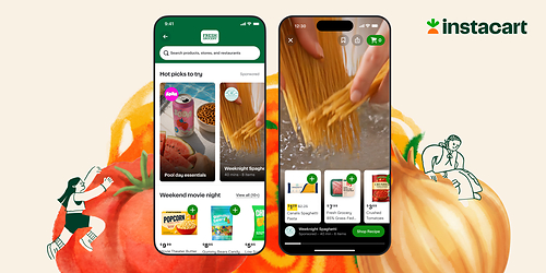 Instacart is piloting “Immersive Feed,” a new short-form, vertical video feed that showcases meal and recipe ideas in-app. Instacart is piloting “Immersive Feed,” a new short-form, vertical video feed that showcases meal and recipe ideas in-app.