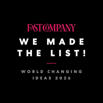 Fast Company World Changing Ideas 2026 award graphic recognizing 1 Million Women in Design & AI among this year's award-winning initiatives.