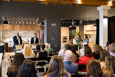 Industry leaders gathered at the SKS Technicurean™ Center at Yale Appliance for a design-forward discussion examining how culinary innovation, integrated technology and evolving consumer expectations are shaping the future of luxury living. (Pictured: Randy Warner Vice President of SKS and Steve Sheinkopf CEO of Yale Appliance)
