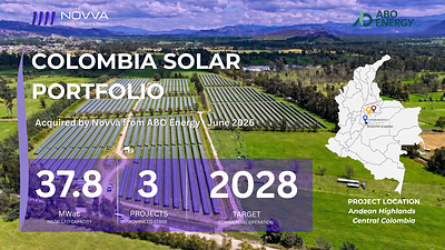 NOVVA Group acquires Colombian solar portfolio from ABO Energy, strengthening Latin American platform