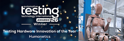 Humanetics was awarded Testing Hardware Innovation of the Year for the THOR-5F female advanced crash test dummy.