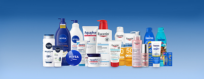 Beiersdorf lineup of products including Aquaphor, Coppertone, Eucerin, NIVEA, and NIVEA MEN.