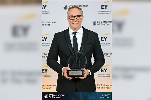 Jay McHarg accepting EY Entrepreneur of the Year 2026 NY Award