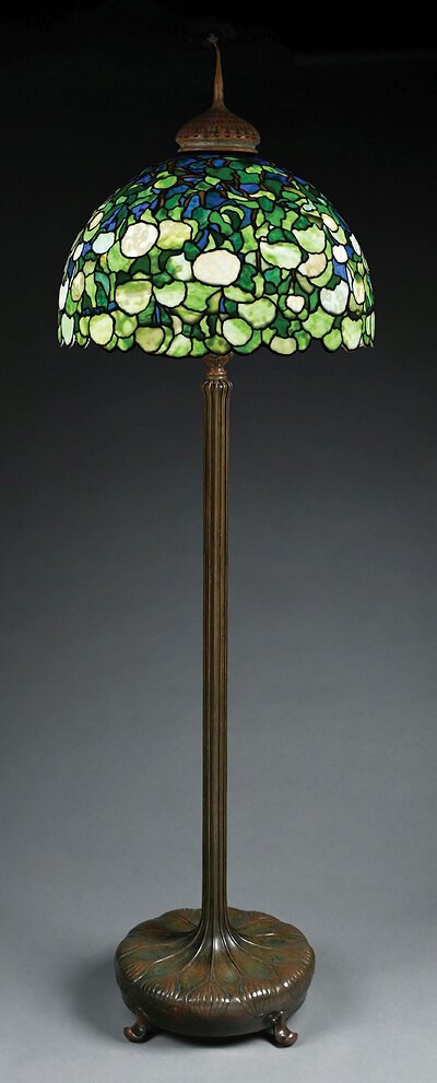 Fresh-to-the-market, 79-inch-tall Tiffany Studios Hydrangea floor lamp ($442,800)