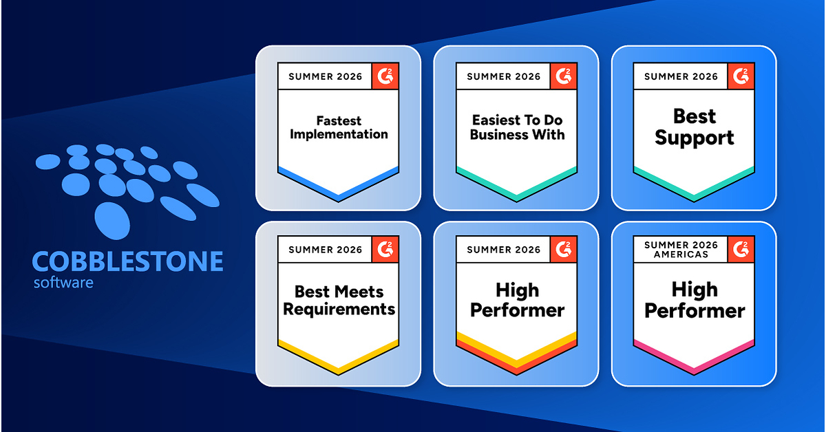 CobbleStone Software Celebrates Major Recognition in G2 Summer 2026 Awards