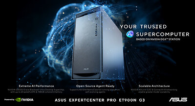 ASUS ExpertCenter Pro ET900N G3 – Your Trusted AI Supercomputer built on NVIDIA DGX Station. Extreme AI Performance. Open-Source Agent Ready. Scalable Architecture.