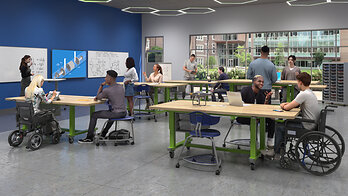 Haskell Eductation Pathmaker Tables provide flexible furniture solutions for modern classrooms.