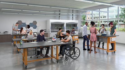 Haskell Education Pathmaker Tables are versatile height adjustable tables that work in many learning environments including science spaces.