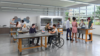 Haskell Education Pathmaker Tables are versatile height adjustable tables that work in many learning environments including science spaces.