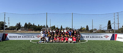 Young people representing indigenous teams from Canada and the USA - Puyallup Tribe, NB3 Foundation (North Begay III Foundation), NIFA (Native Indian Football Association)