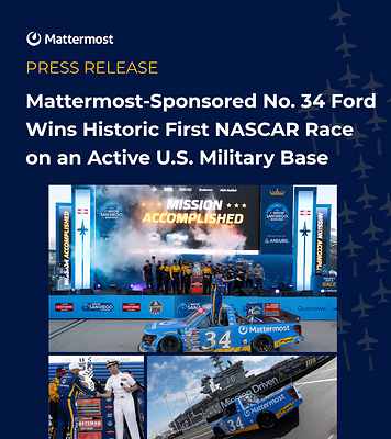 Mattermost-Sponsored No. 34 Ford Wins Historic First NASCAR Race on an Active U.S. Military Base