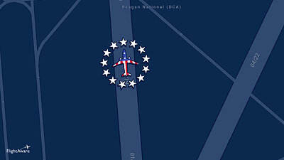 FlightAware icon features thirteen stars representing the nation's original thirteen colonies, also depicted on Independence One