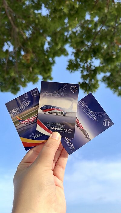 Southwest introduces “America Trio” aircraft trading cards featuring Independence One, Liberty One, and Freedom One