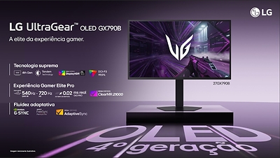 Monitor LG UltraGear 27GX790B-B entrega até 720Hz para gamers