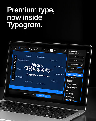 With the Typogram x Monotype partnership, Typogram users can now explore thousands of font styles from the Monotype library.