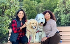 DogHood Co-Founders Purvi Janardhan (right) and Ruchi Joshi (left) sit with Oreo the Sheepadoodle and Nessie the Golden Retriever to celebrate the platform's major hyperlocal product expansion