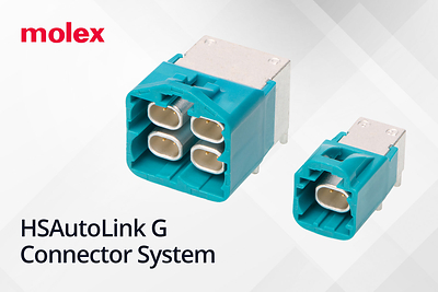 The HSAutoLink G Connector System from Molex delivers USCAR-compatible, multi-gig automotive Ethernet performance up to 25 Gbps for ADAS, LiDAR and zonal architectures.