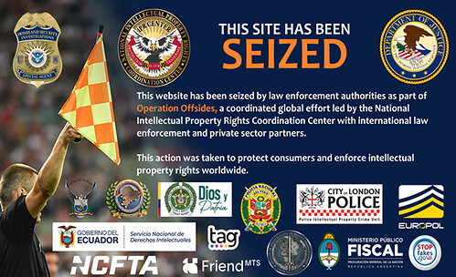 Banner posted by US Department of Justice on pirate domains seized in parallel operation