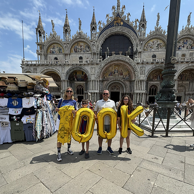 Morreale family celebrates 100,000 subscriber YouTube milestone in Venice, Italy
