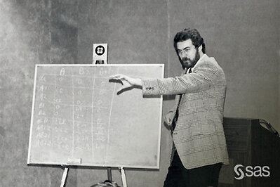 SAS CEO Jim Goodnight presenting early statistical work to colleagues