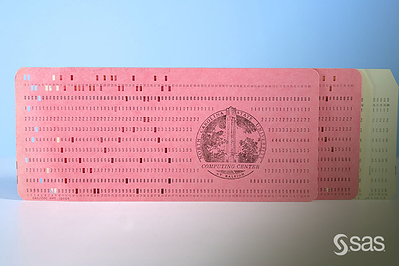 Original SAS punch cards from the North Carolina State University Computer Center