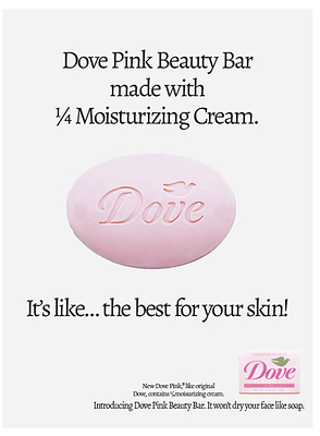 90s inspired Magazine Ad in Elle featuring the Dove Pink Beauty Bar. 