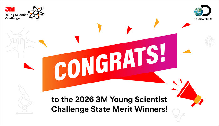 3M and Discovery Education have announced the 2026 3M Young Scientist Challenge’s 37 state merit winners and four honorable mention recipients. As the nation’s premier middle school science competition, the 3M Young Scientist challenge recognizes outstanding innovations from young scientists who demonstrate the power of science to improve the world.