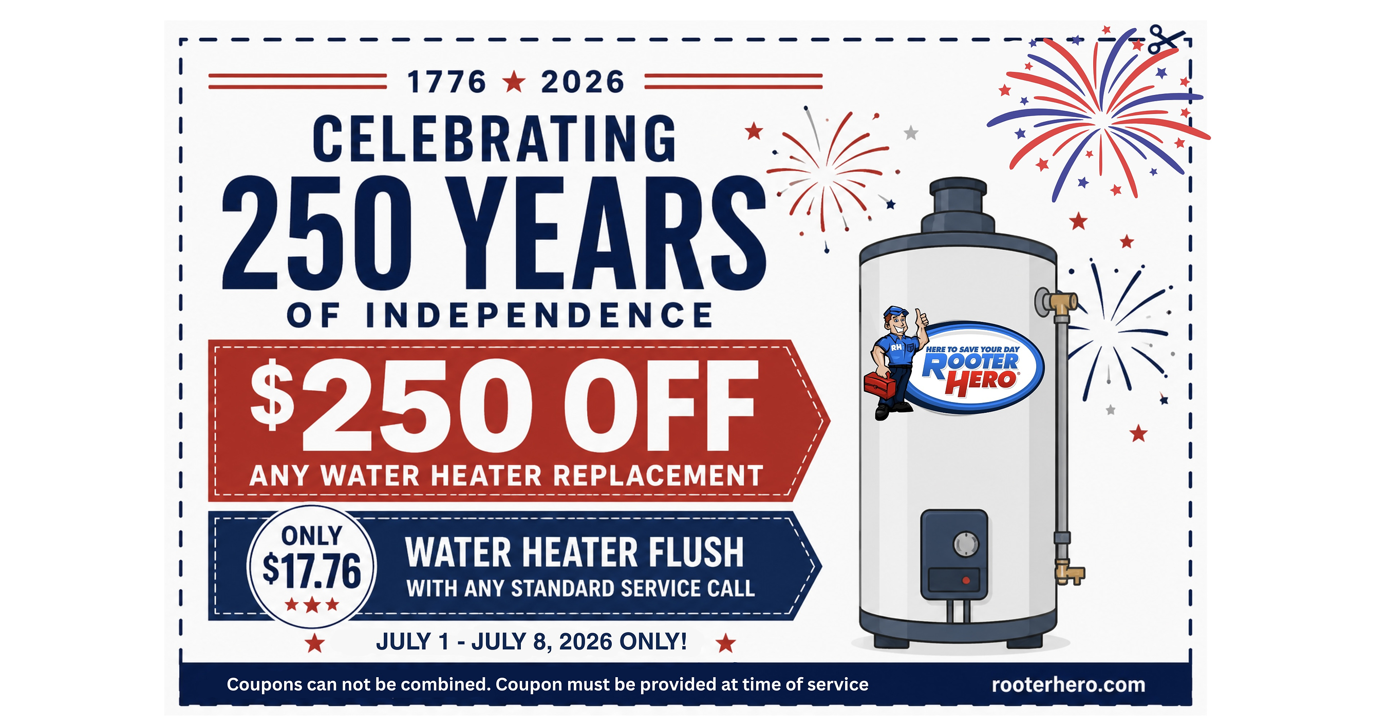 Rooter Hero Announces Fourth of July Plumbing Specials and 24/7 Service Availability Throughout Holiday Weekend