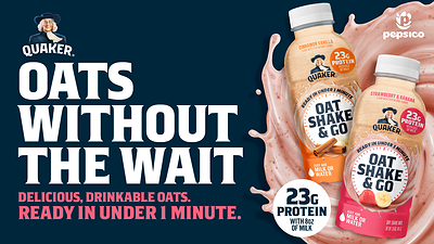 Today, the brand introduces Quaker Oat Shake & Go, bringing the power of protein, fiber and 100% whole grain oats into a drinkable format.