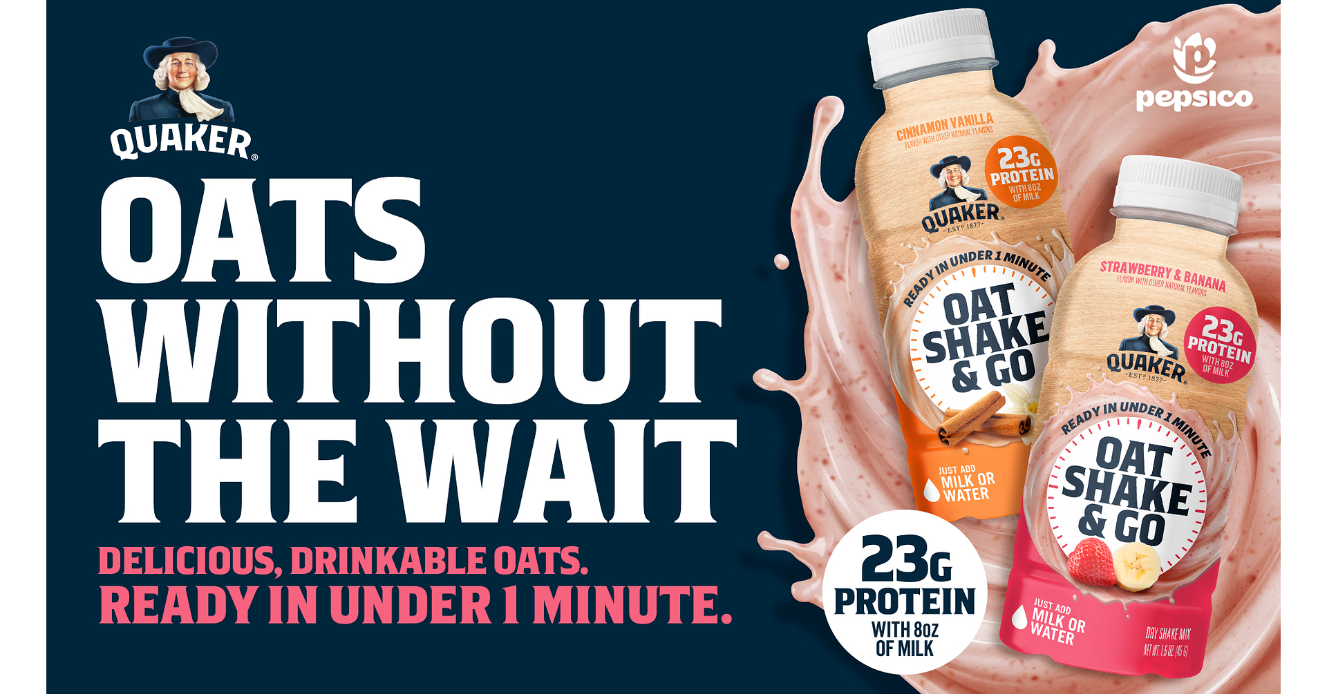 No Bowl. No Spoon. No Overnight Wait. Introducing Quaker Oat Shake & Go