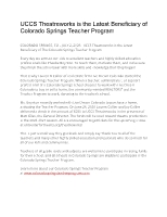 COLORADO SPRINGS, CO – JULY 2, 2026:  UCCS Theatreworks is the Latest Beneficiary of The Colorado Springs Teacher Program