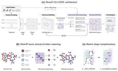 Image 2. OpenDDE architecture, structural-token reasoning, and atomic shape complementarity. Source: Aureka AI Research.