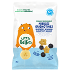 Little Bellies Organic Blueberry & Banana Nibblers for toddlers 12+ months, now available at Walmart Canada.