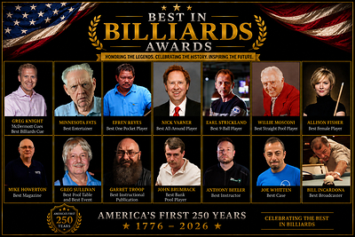 Best in Billiards Names the Greatest Players, Products and Contributors in American Billiards History