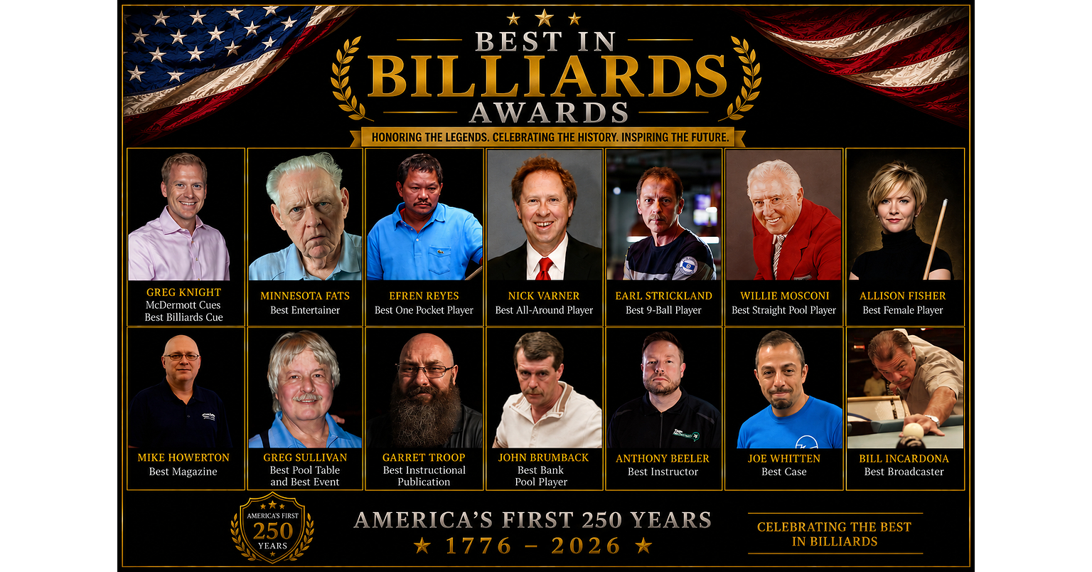 Best in Billiards Names the Greatest Players, Products and Contributors in American Billiards History